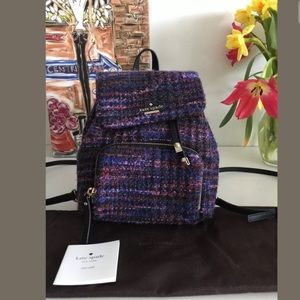 Kate Spade Emerson Jessa Tweed Knapsack NWOT